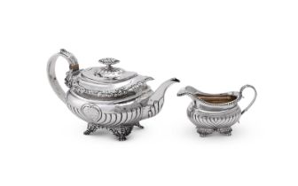 Y A GEORGE IV SILVER OBLONG BALUSTER TEAPOT