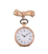 UNSIGNED, A SWISS GOLD COLOURED KEYLESS WIND OPEN FACE FOB WATCH