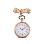 UNSIGNED, A SWISS GOLD COLOURED KEYLESS WIND OPEN FACE FOB WATCH