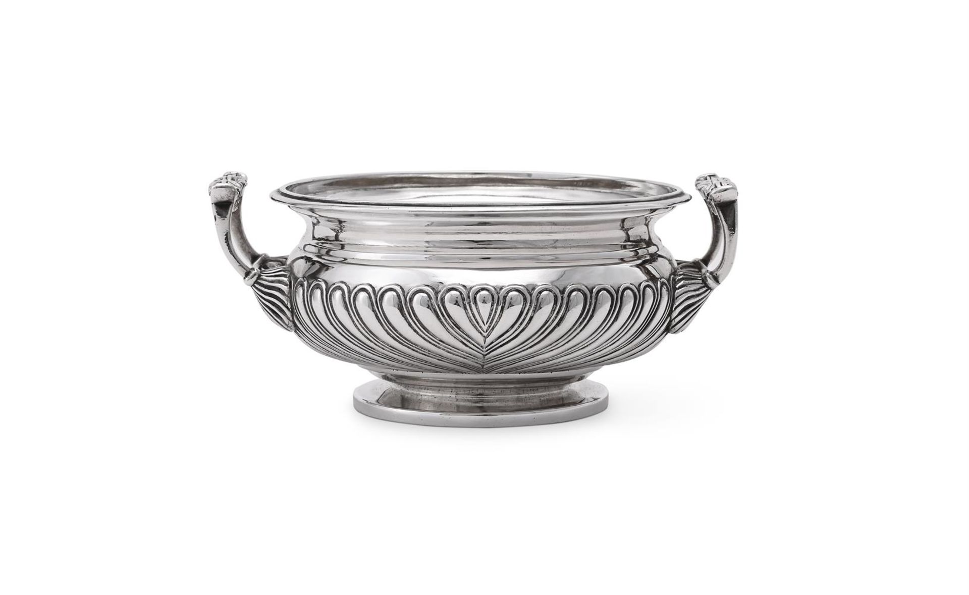 A GEORGE III SILVER TWIN HANDLED SUGAR BOWL