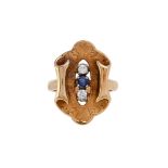 CREPERIO ENRICO, A 1970S ITALIAN SAPPHIRE AND DIAMOND PANEL RING