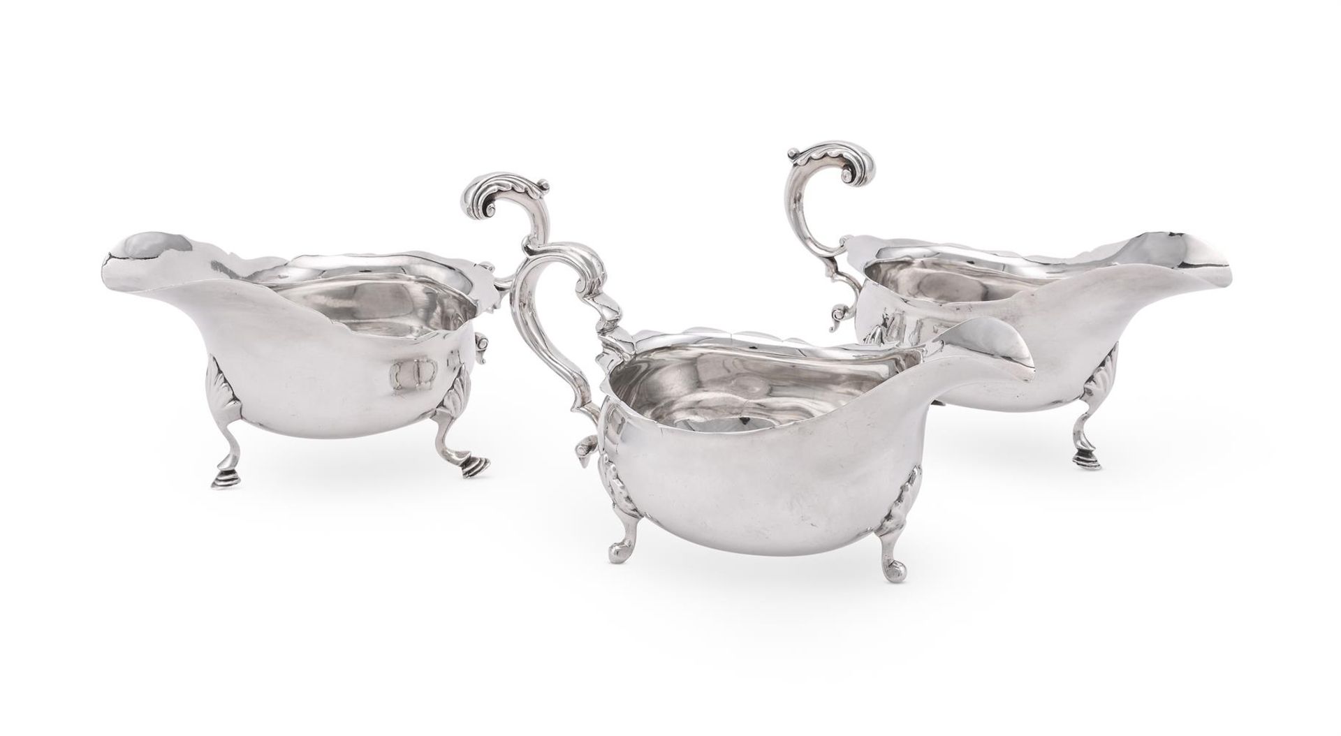 A PAIR OF VICTORIAN SILVER OVAL SAUCE BOATS
