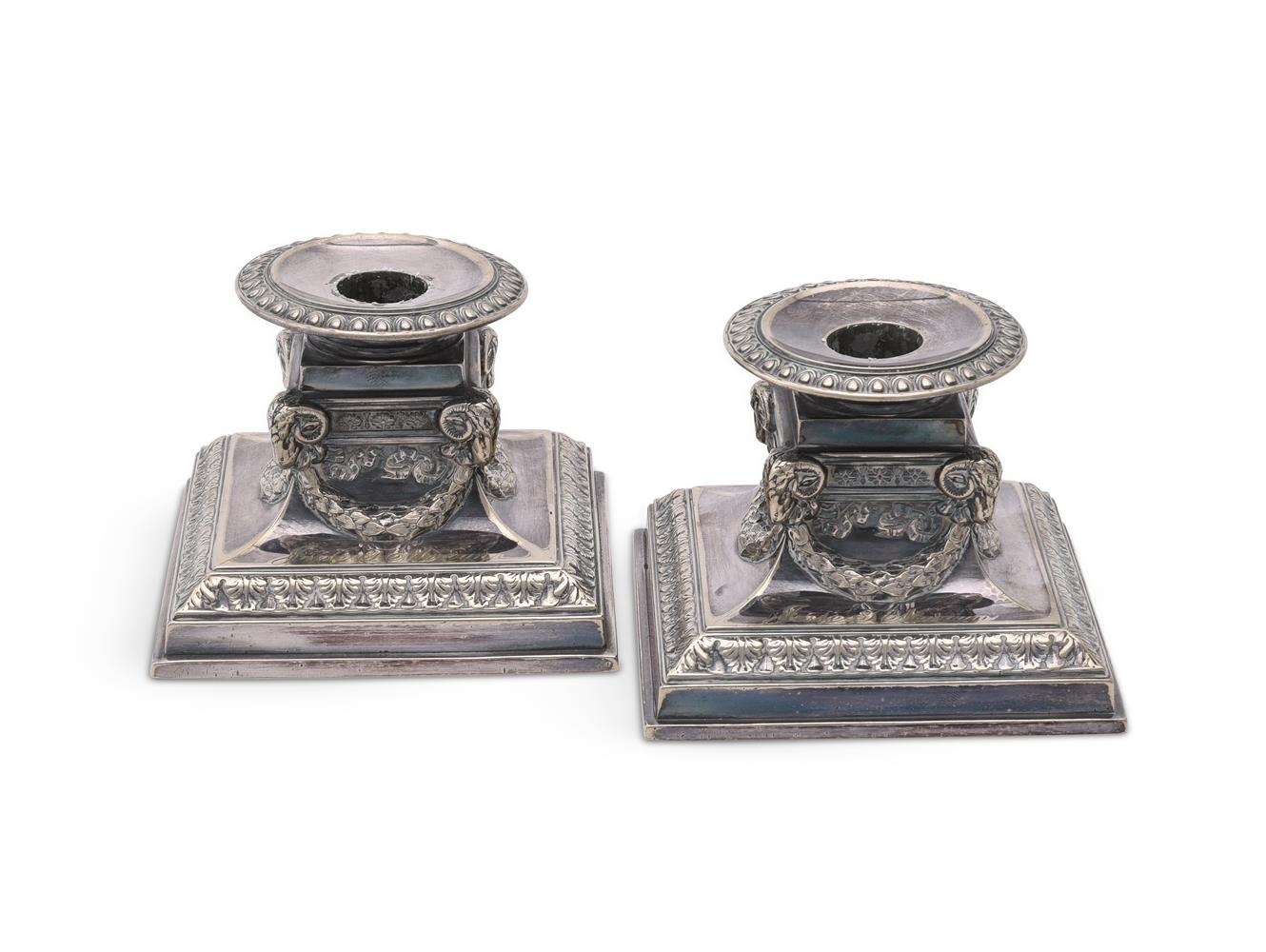 A PAIR OF AMERICAN SILVER SOLDERED CANDLESTICKS
