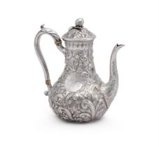 A VICTORIAN SILVER BALUSTER COFFEE POT