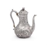 A VICTORIAN SILVER BALUSTER COFFEE POT