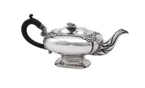 A DUTCH SILVER OBLONG TEAPOT