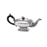 A DUTCH SILVER OBLONG TEAPOT