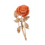 Y A CORAL ROSE BROOCH