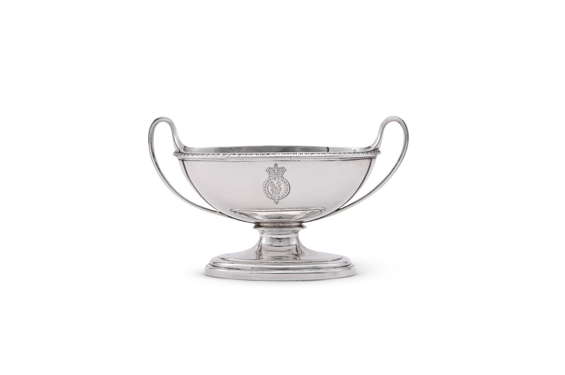 A GEORGE III SILVER NAVETTE SALT