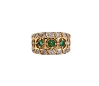 AN EMERALD AND DIAMOND RING