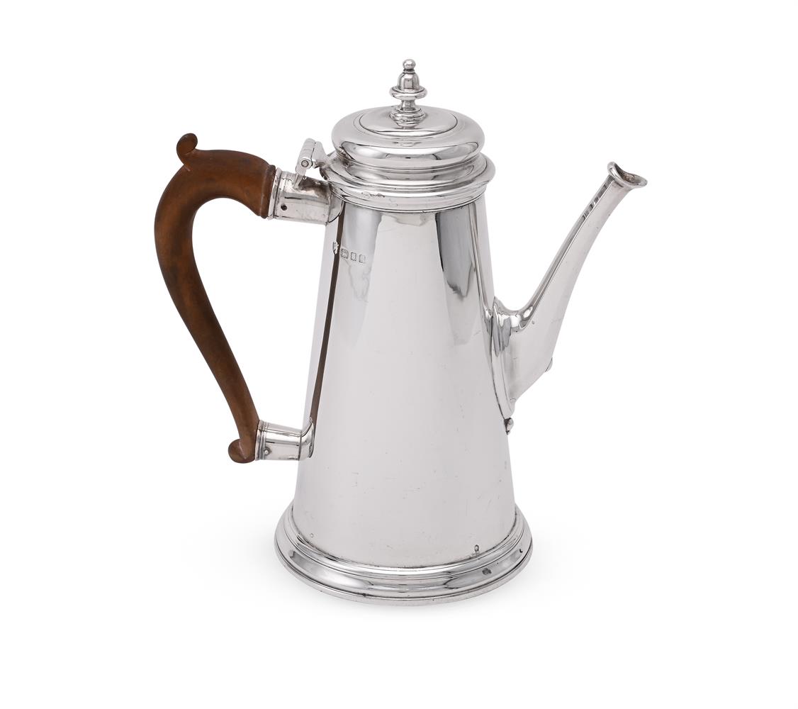 A SILVER TAPERING COFFEE POT