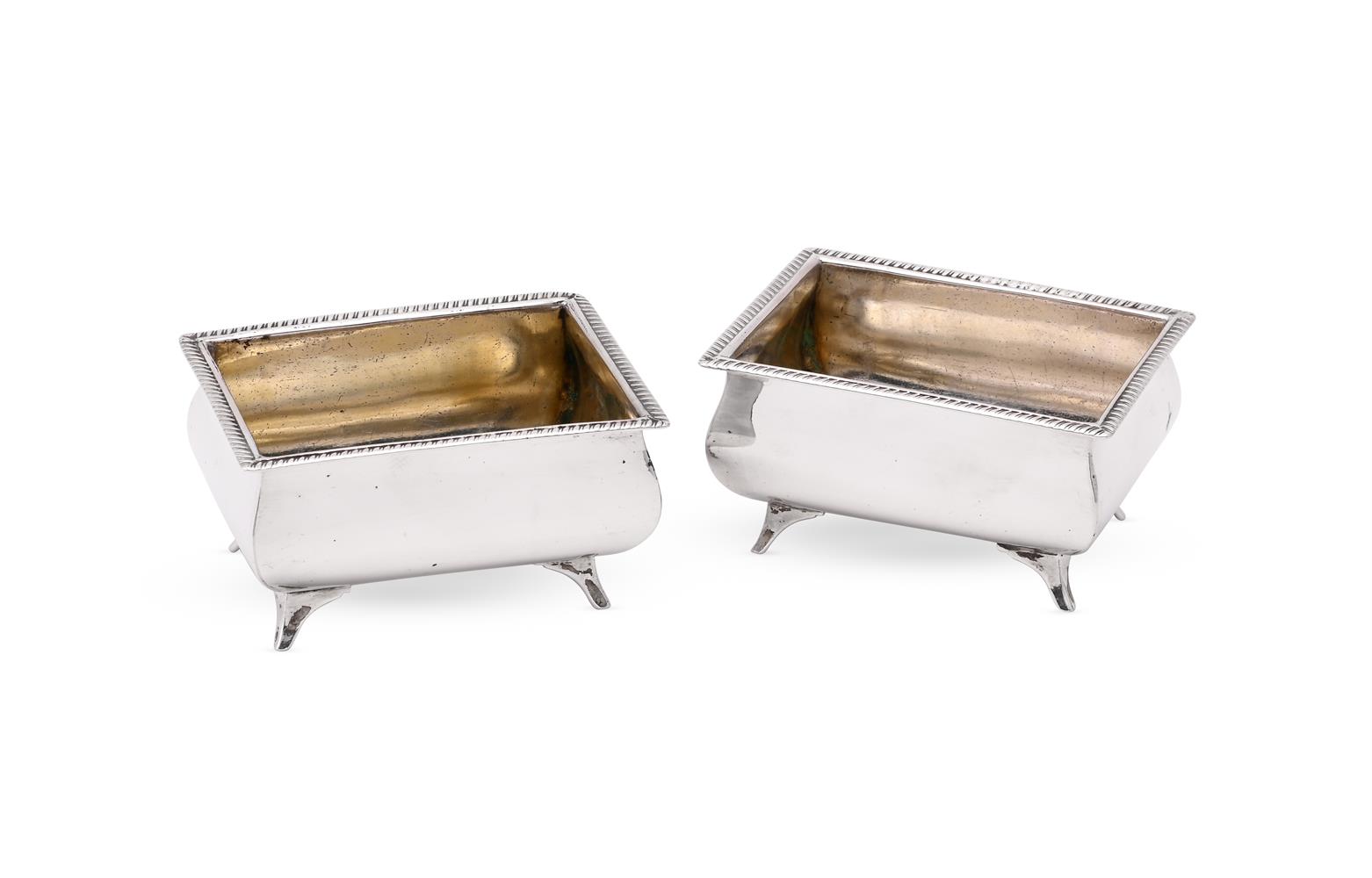 A PAIR OF GEORGE III OBLONG SALT CELLARS