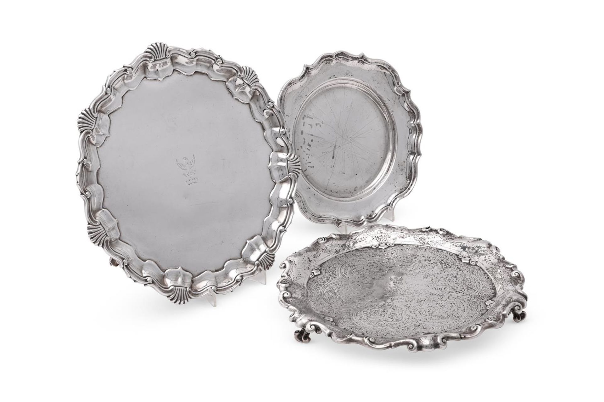 A VICTORIAN SILVER SHAPED CIRCULAR SALVER