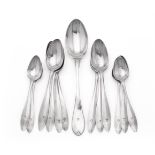 A SWEDISH SILVER SET OF SEVEN TABLE SPOONS AND FIVE DESSERT SPOONS