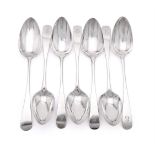 SEVEN SILVER OLD ENGLISH PATTERN TABLE SPOONS