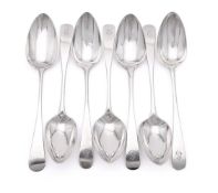 SEVEN SILVER OLD ENGLISH PATTERN TABLE SPOONS