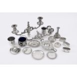 A COLLECTION OF CONTINENTAL SILVER COLOURED ITEMS