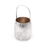 A CHINESE SILVER COLOURED SWING HANDLED ICE BUCKET