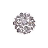 A 19TH CENTURY DIAMOND FLORAL BROOCH