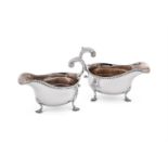 A PAIR OF EDWARDIAN SILVER OVAL SAUCE BOATS