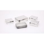 FIVE SILVER MOUNTED BOXES