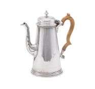 Y A GEORGE III SILVER TAPERING COFFEE POT