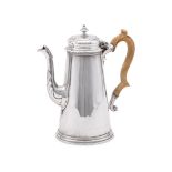 Y A GEORGE III SILVER TAPERING COFFEE POT