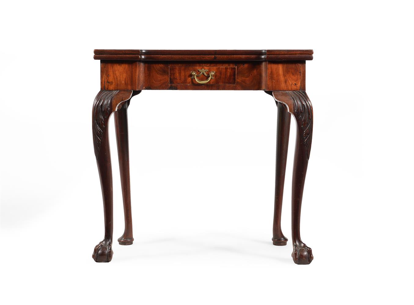 A GEORGE II 'RED WALNUT' FOLDING CARD TABLE, MID-18TH CENTURY