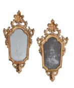 A PAIR OF ITALIAN CARVED GILTWOOD WALL MIRRORS, PROBABLY VENETIAN, MID 18TH CENTURY