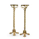 A PAIR OF GILT METAL AND BRASS TORCHERES, LATE 19TH CENTURY