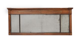 Y A REGENCY ROSEWOOD AND BRASS INLAID OVERMANTLE MIRROR, CIRCA 1820