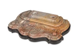 A FRENCH CARVED MARBLE INK STAND, 19TH CENTURY