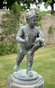 A GRAND TOUR BRONZE MODEL OF A PUTTI, ALMOST CERTAINLY CHIURAZZI FOUNDRY, LATE 19TH CENTURY