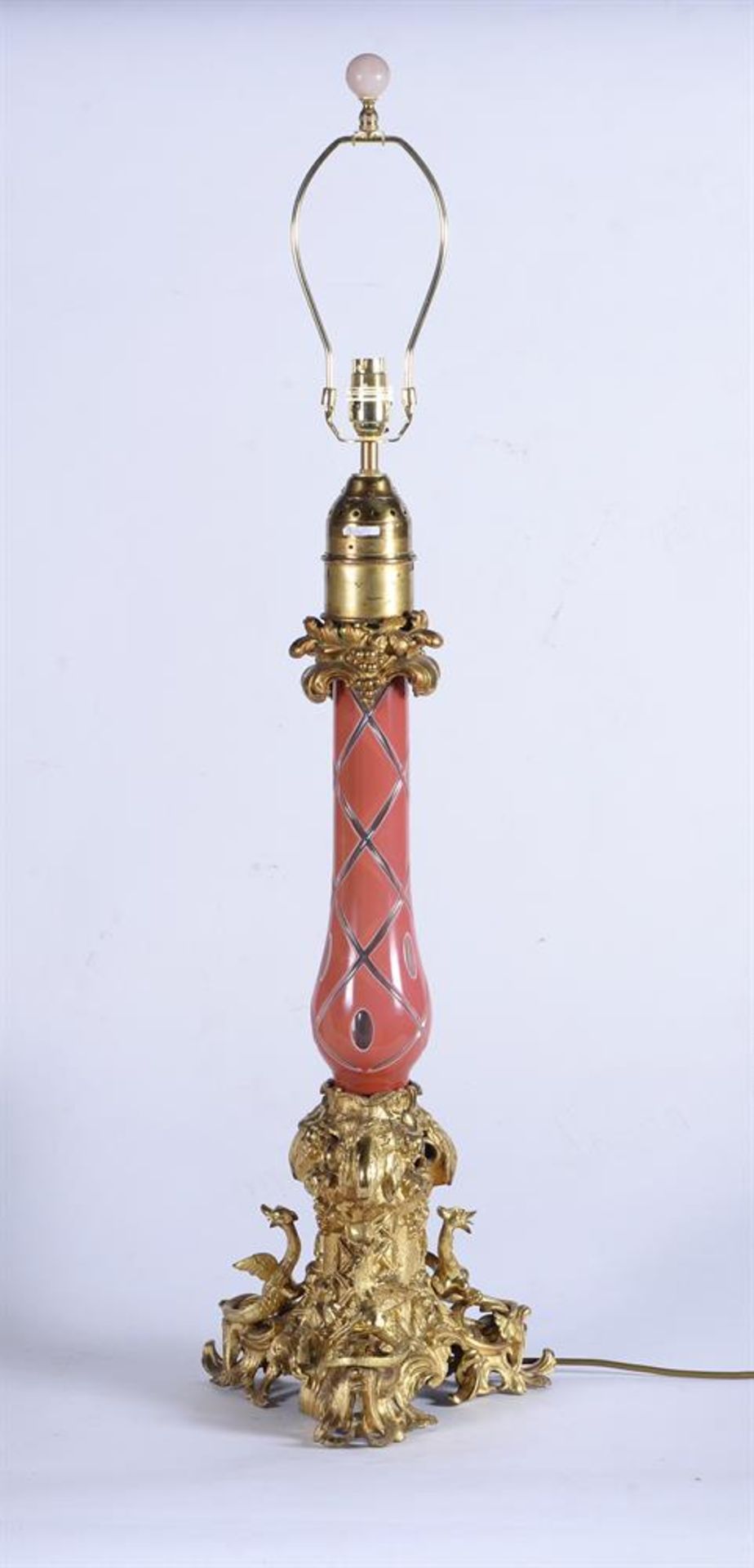 VICTORIAN ORMOLU MOUNTED CUT CASED GLASS LAMP BASE, LATE 19TH CENTURY - Image 2 of 5