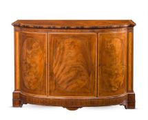 Y AN EDWARDIAN MAHOGANY, SATINWOOD AND ZEBRAWOOD SIDE CABINET, IN GEORGE III STYLE, CIRCA 1905