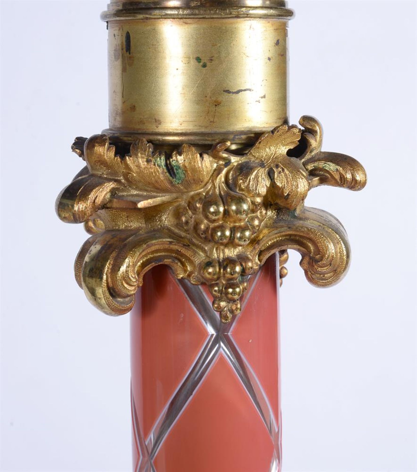VICTORIAN ORMOLU MOUNTED CUT CASED GLASS LAMP BASE, LATE 19TH CENTURY - Image 4 of 5