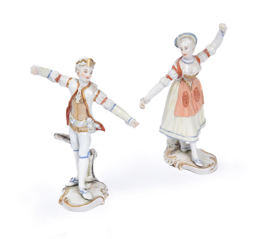 A PAIR OF LUDWIGSBURG FIGURES OF DANCERS, POSSIBLY MODELLED BY JOSEPH NEES, CIRCA 1765 - Image 2 of 3