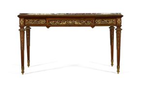 A FRENCH ORMOLU MOUNTED AND BRECHE VIOLETTE MARBLE CENTRE TABLE, IN LOUIS XVI STYLE, 20TH CENTURY