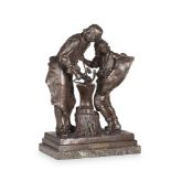 ADRIAN ETIENNE GAUDEZ (FRENCH, 1845-1902), A LARGE BRONZE FIGURE GROUP 'LE FERRONNIER'