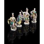 A SET OF FOUR MEISSEN FIGURES EMBLEMATIC OF ANCIENT CIVILISATIONS, MODELLED BY J. J. KAENDLER