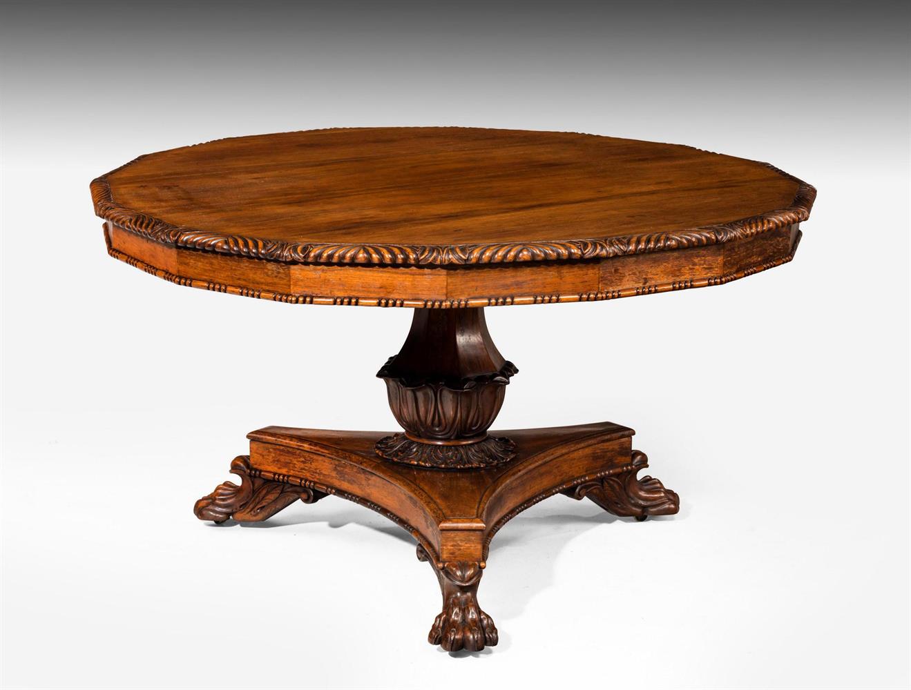 Y A GEORGE IV CARVED ROSEWOOD CENTRE TABLE, POSSIBLY ANGLO-INDIAN, CIRCA 1830 - Image 3 of 4