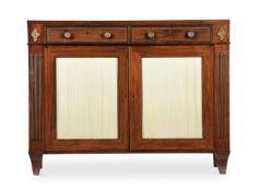 Y A REGENCY ROSEWOOD, BRASS STRUNG AND MOUNTED SIDE CABINET, CIRCA 1820