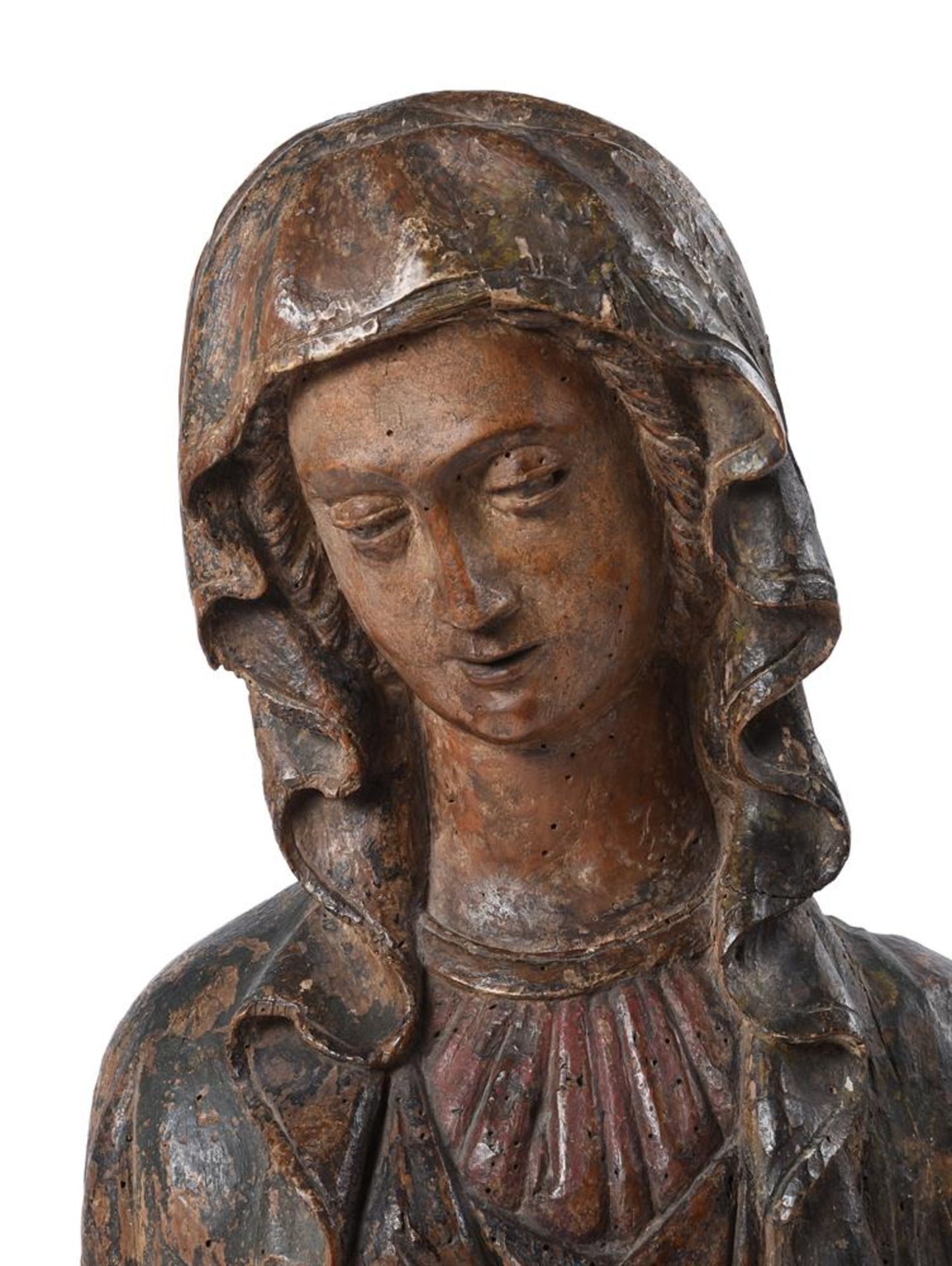 A CONTINENTAL CARVED AND POLYCHROME DECORATED BUST OF THE MADONNA, LATE 16TH/EARLY 17TH CENTURY - Bild 2 aus 3