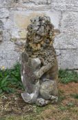 A CARVED STONE LION GATEPOST FINIAL, 19TH CENTURY
