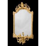 A CARVED GILTWOOD AND COMPOSITION GIRANDOLE MIRROR, FIRST QUARTER 19TH CENTURY
