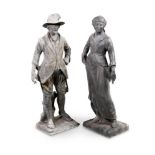 A MATCHED PAIR OF LARGE LEAD FIGURES OF PASTORAL FIGURES, 20TH CENTURY AFTER JOHN CHEERE