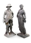 A MATCHED PAIR OF LARGE LEAD FIGURES OF PASTORAL FIGURES, 20TH CENTURY AFTER JOHN CHEERE