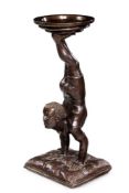 A BRONZE HALL VIDE POCHE TABLE IN THE FORM OF AN ACROBAT, 20TH CENTURY