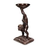 A BRONZE HALL VIDE POCHE TABLE IN THE FORM OF AN ACROBAT, 20TH CENTURY