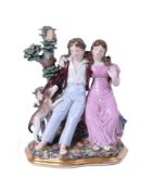 A RUSSIAN PORCELAIN, POPOV FACTORY GROUP OF PAUL ET VIRGINE AND THEIR DOG FIDELE